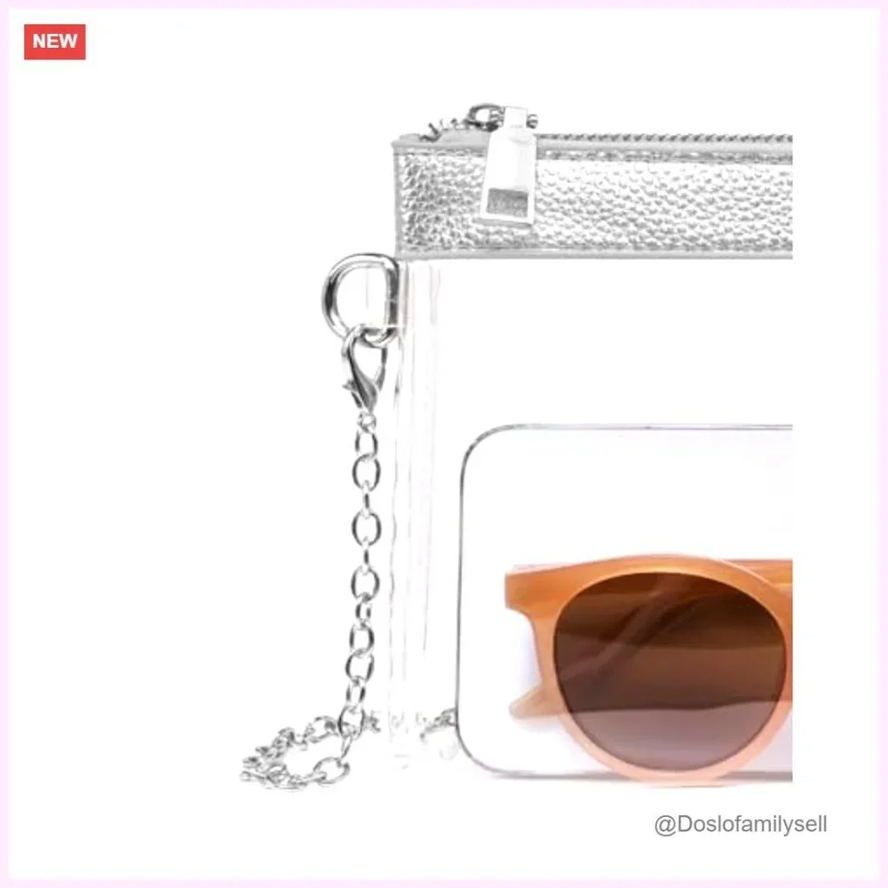 Stadium Approved Clear Crossbody Bag, Waterproof PVC, Adjustable Strap